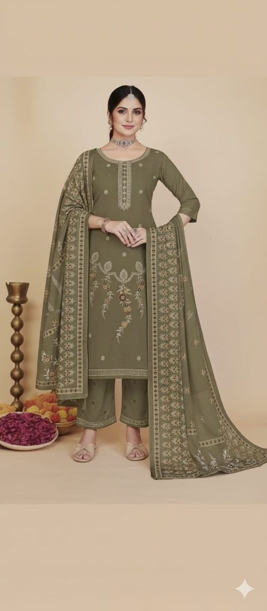 Artistic Elegance: Rayon Cotton Suit with Brush Print Dupatta