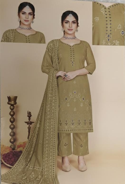 Artistic Elegance: Rayon Cotton Suit with Brush Print Dupatta
