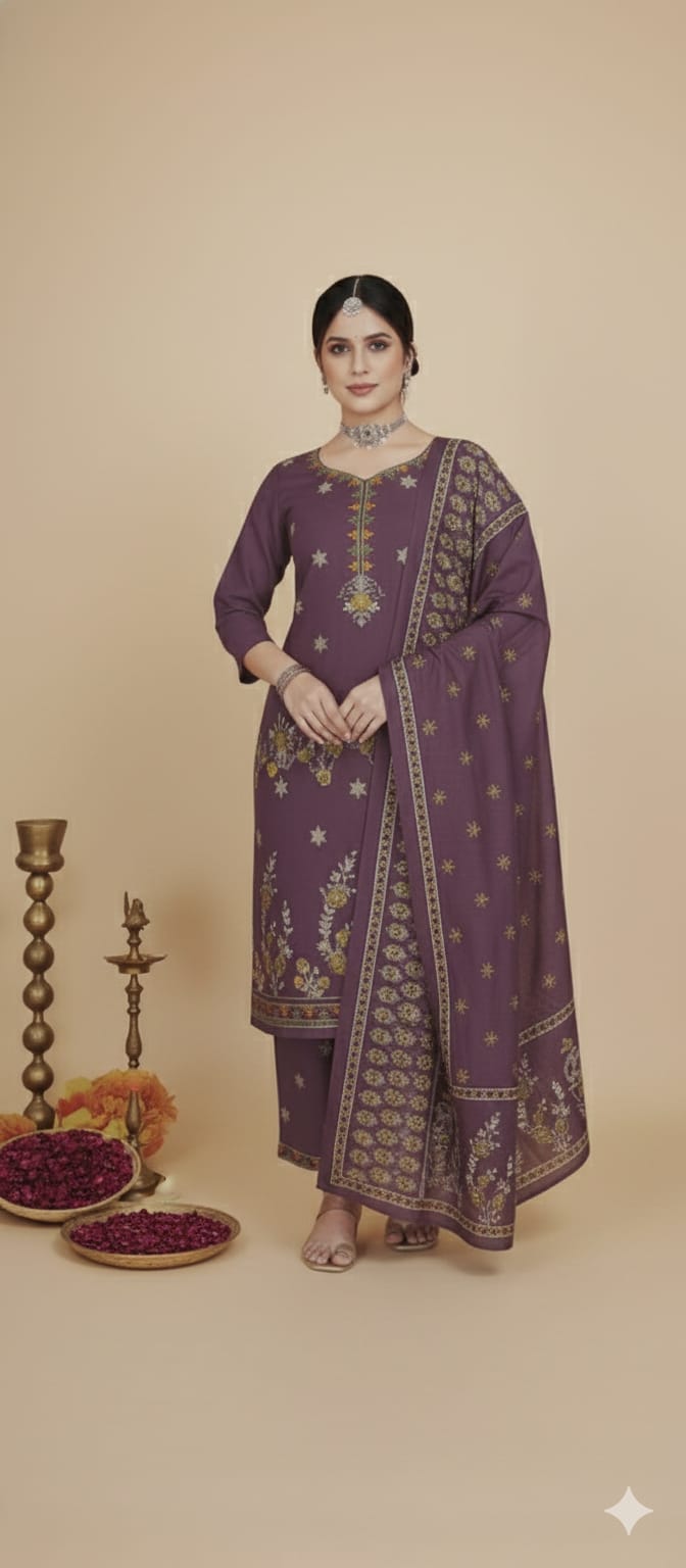 Artistic Elegance: Rayon Cotton Suit with Brush Print Dupatta