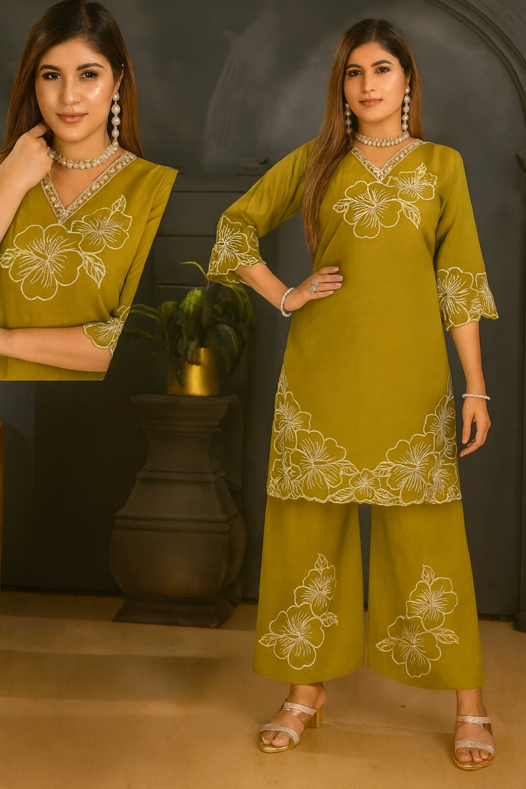 Opulent Gadwal Cotton Cord Set: Extensive Hand Work Ensemble