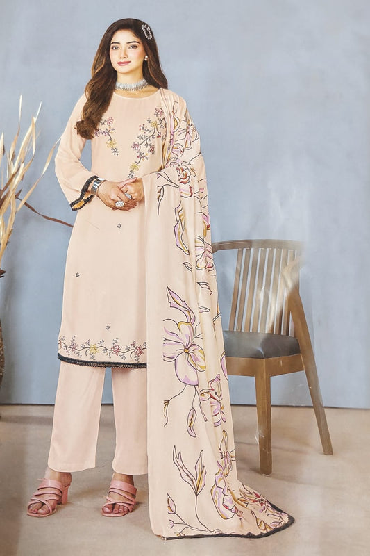Handcrafted Charm: Pure Cotton Suit with Lace-Trimmed Dupatta
