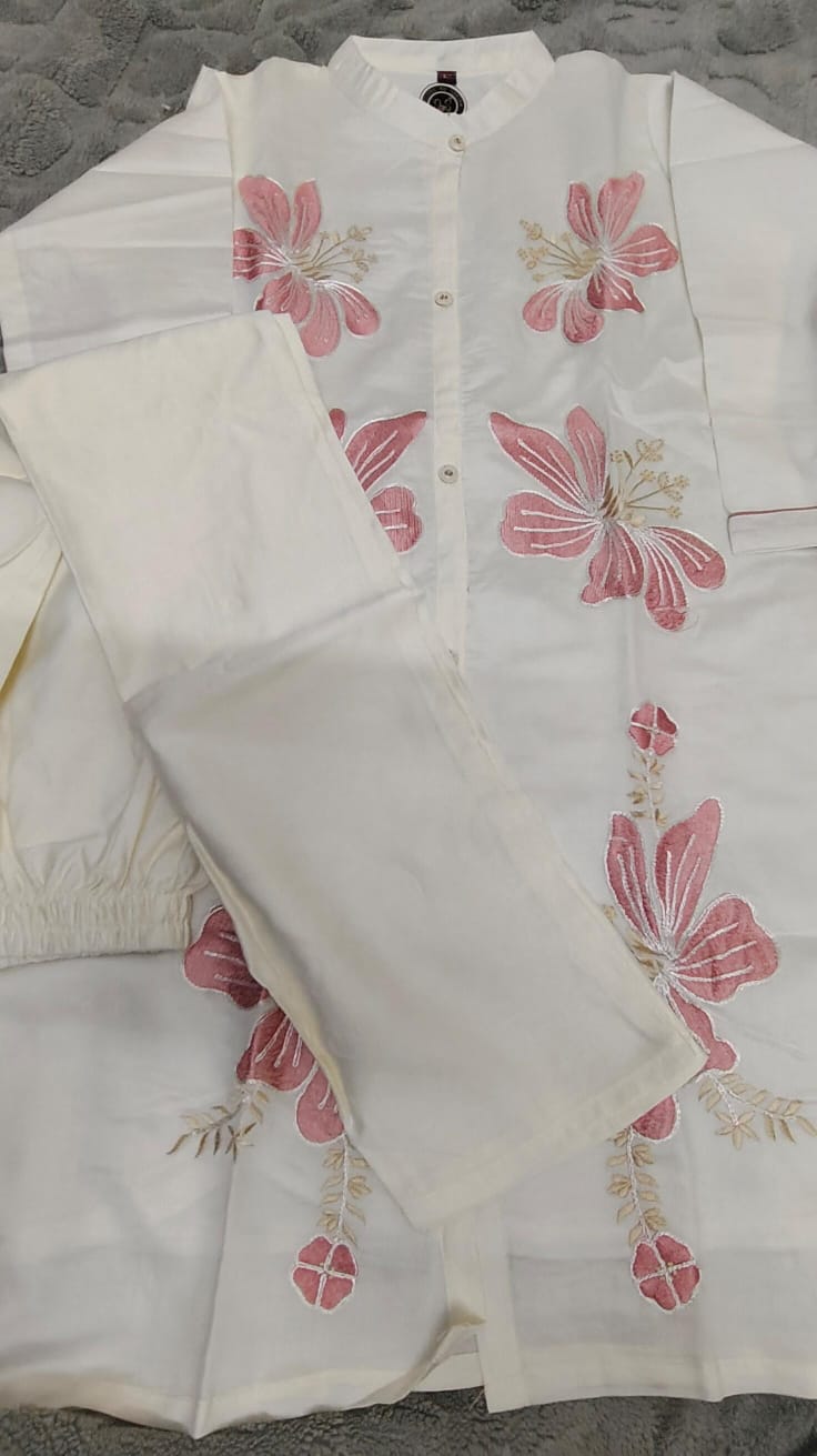 Elegant Off-White Hand Work Cord Set