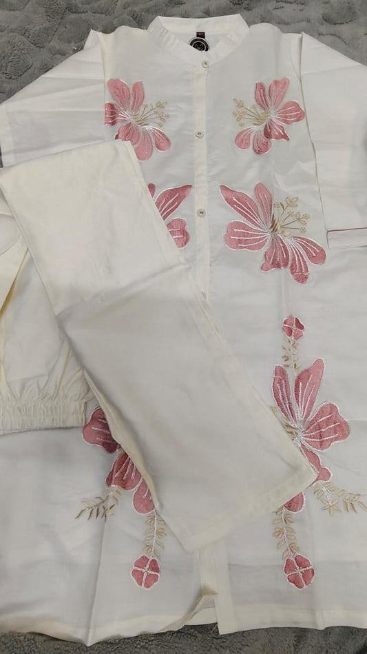 Elegant Off-White Hand Work Cord Set